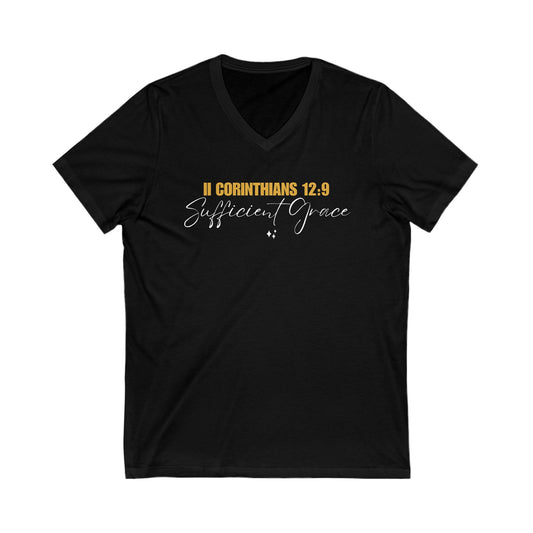 Sufficient Grace - Unisex Jersey Short Sleeve V-Neck Tee